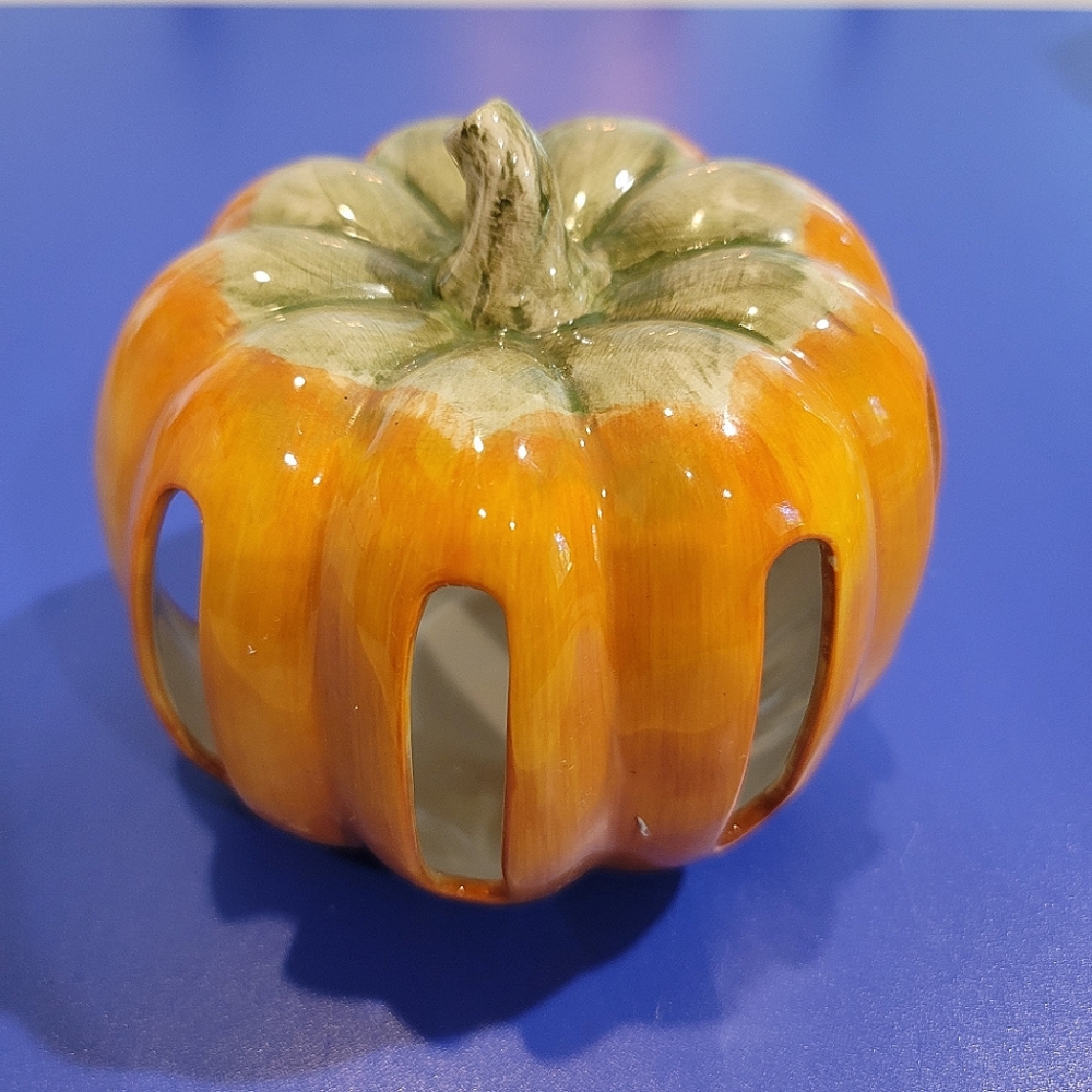 Orange Pumpkin Candle Holder- Harvest  2003